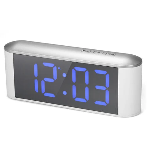 Miroir Numérique De Table De Bureau, Affichage De L&39heure Et De La Température, Alarme, Réglage De L&39affichage De La Température,WhiteCase BlueLight 1 Miroir Numérique De Table De Bureau, Affichage De L&39heure Et De La Température, Alarme, Réglage De L&39affichage De La Température,WhiteCase BlueLight