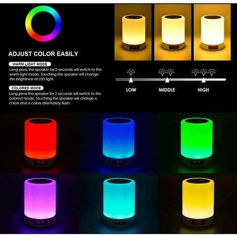 Réveil Avec écran Heure Sans Autocollant Slap Light Haut-parleur Bluetooth Haut-parleur Bluetooth Lampe De Chevet Avec Radio FM Et Réveil Numérique Avec USB Tactile,pour Chambre, Salon 2 Réveil Avec écran Heure Sans Autocollant Slap Light Haut-parleur Bluetooth Haut-parleur Bluetooth Lampe De Chevet Avec Radio FM Et Réveil Numérique Avec USB Tactile,pour Chambre, Salon – Image 2