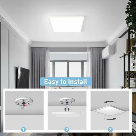 Plafonnier LED Dimmable Avec Télécommande, Plafond LED Moderne Ultra Fin & Étanche Carré Lampe Pour Chambre, Salon, Cuisine, Salle De Bain (30cm) 4 Plafonnier LED Dimmable Avec Télécommande, Plafond LED Moderne Ultra Fin & Étanche Carré Lampe Pour Chambre, Salon, Cuisine, Salle De Bain (30cm) – Image 4