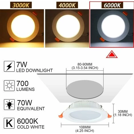 5 Pack LED Spot Encastrable Noir, 9W 900LM = 90W Incandescence, IP44, Blanc Froid 6000K, AC 220-240V,Découpe 90-100mm,Rond Ultraslim Plafond Encastré Pour Salle De Bain,Cuisine,Salon,Couloir [Classe é 2 5 Pack LED Spot Encastrable Noir, 9W 900LM = 90W Incandescence, IP44, Blanc Froid 6000K, AC 220-240V,Découpe 90-100mm,Rond Ultraslim Plafond Encastré Pour Salle De Bain,Cuisine,Salon,Couloir [Classe é – Image 2