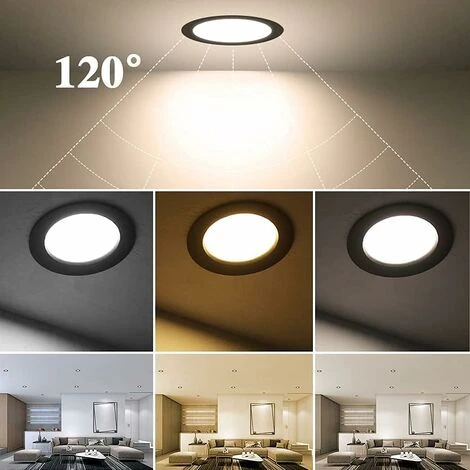 5 Pack LED Spot Encastrable Noir, 9W 900LM = 90W Incandescence, IP44, Blanc Froid 6000K, AC 220-240V,Découpe 90-100mm,Rond Ultraslim Plafond Encastré Pour Salle De Bain,Cuisine,Salon,Couloir [Classe é 3 5 Pack LED Spot Encastrable Noir, 9W 900LM = 90W Incandescence, IP44, Blanc Froid 6000K, AC 220-240V,Découpe 90-100mm,Rond Ultraslim Plafond Encastré Pour Salle De Bain,Cuisine,Salon,Couloir [Classe é – Image 3