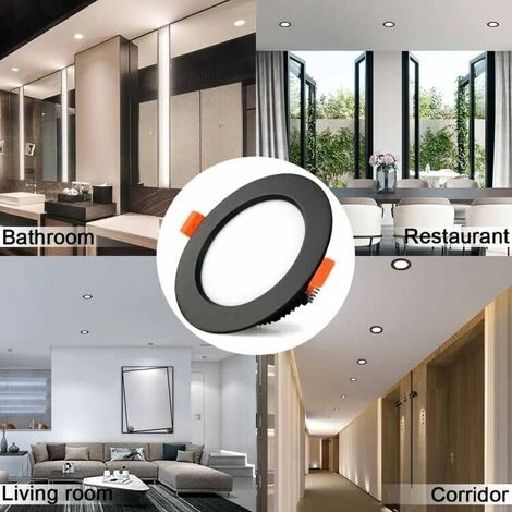 5 Pack LED Spot Encastrable Noir, 9W 900LM = 90W Incandescence, IP44, Blanc Froid 6000K, AC 220-240V,Découpe 90-100mm,Rond Ultraslim Plafond Encastré Pour Salle De Bain,Cuisine,Salon,Couloir [Classe é 4 5 Pack LED Spot Encastrable Noir, 9W 900LM = 90W Incandescence, IP44, Blanc Froid 6000K, AC 220-240V,Découpe 90-100mm,Rond Ultraslim Plafond Encastré Pour Salle De Bain,Cuisine,Salon,Couloir [Classe é – Image 4