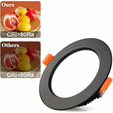 5 Pack LED Spot Encastrable Noir, 9W 900LM = 90W Incandescence, IP44, Blanc Froid 6000K, AC 220-240V,Découpe 90-100mm,Rond Ultraslim Plafond Encastré Pour Salle De Bain,Cuisine,Salon,Couloir [Classe é 5 5 Pack LED Spot Encastrable Noir, 9W 900LM = 90W Incandescence, IP44, Blanc Froid 6000K, AC 220-240V,Découpe 90-100mm,Rond Ultraslim Plafond Encastré Pour Salle De Bain,Cuisine,Salon,Couloir [Classe é – Image 5