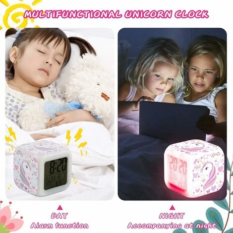 Blue Dream Réveils Pour Filles, Veilleuse Licorne Pour Enfants Avec Motif De Licorne à 4 Côtés Et 7 Types De LED Lumineuses, Réveil De Chevet, Cadeaux Pour Décoration De Chambre De Licorne Pour Chambr 2 Blue Dream Réveils Pour Filles, Veilleuse Licorne Pour Enfants Avec Motif De Licorne à 4 Côtés Et 7 Types De LED Lumineuses, Réveil De Chevet, Cadeaux Pour Décoration De Chambre De Licorne Pour Chambr – Image 2