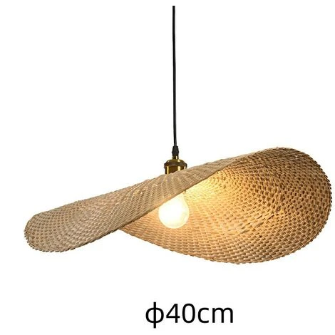 SVKBJROY Lustre En Bambou De Style Chinois Personnalisé Chapeau De Paille Lampes Suspendues Rétro Créatif Rotin Pendentif Lumières E27 Support De Lampe Pour Salon Balcon Café Hôtel--40cm 2 SVKBJROY Lustre En Bambou De Style Chinois Personnalisé Chapeau De Paille Lampes Suspendues Rétro Créatif Rotin Pendentif Lumières E27 Support De Lampe Pour Salon Balcon Café Hôtel--40cm – Image 2