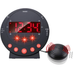 Reveil Extra Fort, Reveil Vibrant Avec Agitateur De Lit, Pour Les Gros Dormeurs Et Les Patients Malentendants