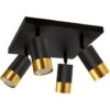 Plafonnier 4 Spots Orientables Carré NOIR Et OR Pour Ampoule GU10 - NoirDoré - SILAMP