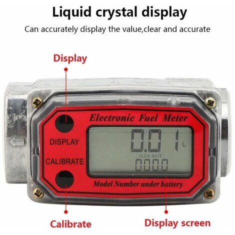 Turbine électronique Débitmètre De Carburant Pour Diesel, Kérosène, Avec écran LCD Numérique, Entrée / Sortie 1" FNPT (rouge LLW-25) 5 Turbine électronique Débitmètre De Carburant Pour Diesel, Kérosène, Avec écran LCD Numérique, Entrée / Sortie 1" FNPT (rouge LLW-25) – Image 5