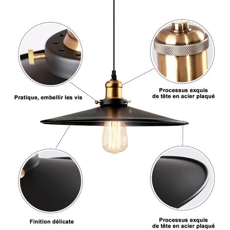 Industrielle Pendentif Lumière, SDLOGAL Vintage Suspension Métal Lampe Fer Pendentif D'éclairage Pendentif Luminaire Loft Lampe Suspendue Pour Restaurant Cuisine, Diamètre 30cm - Ampoule Non Incluse 2 Industrielle Pendentif Lumière, SDLOGAL Vintage Suspension Métal Lampe Fer Pendentif D'éclairage Pendentif Luminaire Loft Lampe Suspendue Pour Restaurant Cuisine, Diamètre 30cm - Ampoule Non Incluse – Image 2