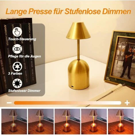 Lampe De Table Sans Fil Led Dimmable, Lampe De Table à Piles 3000 Mah, 3 Modes De Couleur, Dimmable En Continu, Lampes De Table à Piles Rechargeables Pour Tables De Chevet, Chambres (bronze) 4 Lampe De Table Sans Fil Led Dimmable, Lampe De Table à Piles 3000 Mah, 3 Modes De Couleur, Dimmable En Continu, Lampes De Table à Piles Rechargeables Pour Tables De Chevet, Chambres (bronze) – Image 4