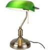 Lampe De Bureau Banquier - Opaline Verte - 37 CM - Avec Chaînette