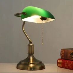 Lampe De Bureau Banquier - Opaline Verte - 37 CM - Avec Chaînette -EUROPALAMP Soldes Magasin 81923274 5