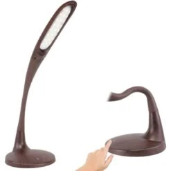 Lampe De Bureau 51 LED - Commande Tactile - 5 Niveaux D'intensité - 3 Températures De Lumière - Inclinable - Effet Bois