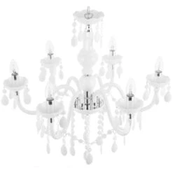 Grand Lustre Blanc En Métal Avec Cristaux Pour 7 Ampoules E14 Max. 40W Solution D'Éclairage Idéale Pour Salon Ou Salle à Manger Vintage Rétro Beliani 9 Grand Lustre Blanc En Métal Avec Cristaux Pour 7 Ampoules E14 Max. 40W Solution D'Éclairage Idéale Pour Salon Ou Salle à Manger Vintage Rétro Beliani -EUROPALAMP Soldes Magasin 8204487 5