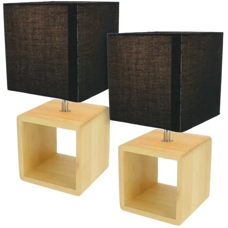 Lot De 2 Lampes De Chevet Et Table A Poser Bois E14 30cm BRAGI 1 Lot De 2 Lampes De Chevet Et Table A Poser Bois E14 30cm BRAGI