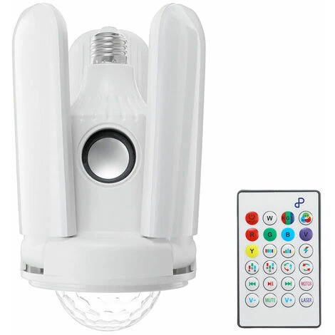 E27 LED RGB Déformable 3 Lames Ventilateur De Plafond Lumière Bluetooth Musique Lampe 4 E27 LED RGB Déformable 3 Lames Ventilateur De Plafond Lumière Bluetooth Musique Lampe – Image 4