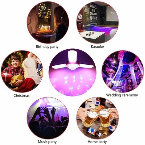 E27 LED RGB Déformable 3 Lames Ventilateur De Plafond Lumière Bluetooth Musique Lampe 5 E27 LED RGB Déformable 3 Lames Ventilateur De Plafond Lumière Bluetooth Musique Lampe – Image 5