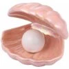 Perle De Coquillage Lumière Accentuée - Veilleuse En Coquillage - Décoration De Table - Pour Chambre à Coucher, Salon - Rose.