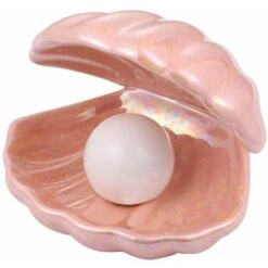 Perle De Coquillage Lumière Accentuée - Veilleuse En Coquillage - Décoration De Table - Pour Chambre à Coucher, Salon - Rose.
