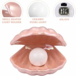 Perle De Coquillage Lumière Accentuée - Veilleuse En Coquillage - Décoration De Table - Pour Chambre à Coucher, Salon - Rose. -EUROPALAMP Soldes Magasin 83784792 3
