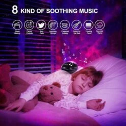 Veilleuse Projecteur Avec Télécommande Et Minuterie, Rechargeable Par USB, Lampe De Projecteur Bluetooth Avec 8 Modes De Couleur Et 8 Mélodies De La Nature Pour Enfants, Adultes, Décoration De Fête -EUROPALAMP Soldes Magasin 85565096 4