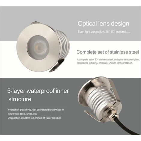 Spot LED Encastré Au Sol, Étanche IP67, Éclairage Intérieur, Idéal Pour Les Jardins 1W 4 Spot LED Encastré Au Sol, Étanche IP67, Éclairage Intérieur, Idéal Pour Les Jardins 1W – Image 4