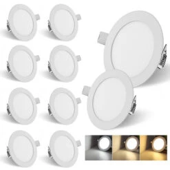 SWANEW Spot LED Encastré, Panneau Led, Spot Encastrable De Salle De Bain,spot Led Encastrable , Spot Encastrable Led- 10x 3W 3 Couleurs En 1