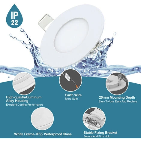 SWANEW Spot LED Encastré, Panneau Led, Spot Encastrable De Salle De Bain,spot Led Encastrable , Spot Encastrable Led- 10x 3W 3 Couleurs En 1 3 SWANEW Spot LED Encastré, Panneau Led, Spot Encastrable De Salle De Bain,spot Led Encastrable , Spot Encastrable Led- 10x 3W 3 Couleurs En 1 – Image 3
