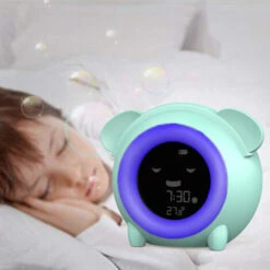 Reveil Enfant Réveil Educatif Jour Nuit Enfant Reveil Garçon Veilleuse 5 Couleurs Lumière Avec Lampe De Table Et Rappel De Musique, Affichage De Heure Et Température -EUROPALAMP Soldes Magasin 85948115 5