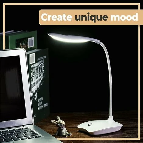 Lampe De Bureau LED à Variateur Tactile à 3 Niveaux De Luminosité, Lampe De Bureau Avec Col De Cygne Flexible, Lampe De Jour, Lampe De Chevet Pour Lire, Travailler, Apprendre Blanc 3 Lampe De Bureau LED à Variateur Tactile à 3 Niveaux De Luminosité, Lampe De Bureau Avec Col De Cygne Flexible, Lampe De Jour, Lampe De Chevet Pour Lire, Travailler, Apprendre Blanc – Image 3