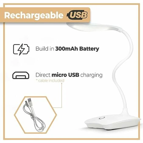 Lampe De Bureau LED à Variateur Tactile à 3 Niveaux De Luminosité, Lampe De Bureau Avec Col De Cygne Flexible, Lampe De Jour, Lampe De Chevet Pour Lire, Travailler, Apprendre Blanc 5 Lampe De Bureau LED à Variateur Tactile à 3 Niveaux De Luminosité, Lampe De Bureau Avec Col De Cygne Flexible, Lampe De Jour, Lampe De Chevet Pour Lire, Travailler, Apprendre Blanc – Image 5