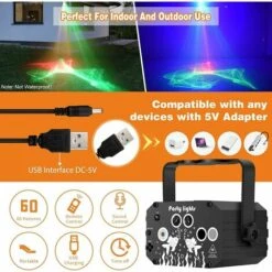 DJ Party Lights Stage Laser - Nordic RGB Light Effect Sound Activated Disco Strobe With Remote Control - Music Show Projector For Indoor Birthday Halloween Karaoke Clu 9 DJ Party Lights Stage Laser - Nordic RGB Light Effect Sound Activated Disco Strobe With Remote Control - Music Show Projector For Indoor Birthday Halloween Karaoke Clu -EUROPALAMP Soldes Magasin 87841526 5