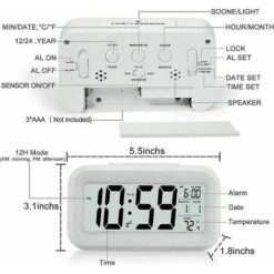 DHKLFA Réveil Digital Réveil Matin, Horloge Numérique Réveil à Pile Silencieux Pour Enfants Adultes Grand écran LED Température Calendrier(Blanc) 9 DHKLFA Réveil Digital Réveil Matin, Horloge Numérique Réveil à Pile Silencieux Pour Enfants Adultes Grand écran LED Température Calendrier(Blanc) -EUROPALAMP Soldes Magasin 87906204 5