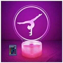 DHKLFA Creative Gymnastique Artistique 3D Veilleuse Alimenté USB Interrupteur Tactile Télécommande LED Décor Optique Illusion 3D Lampe