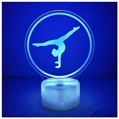 DHKLFA Creative Gymnastique Artistique 3D Veilleuse Alimenté USB Interrupteur Tactile Télécommande LED Décor Optique Illusion 3D Lampe 2 DHKLFA Creative Gymnastique Artistique 3D Veilleuse Alimenté USB Interrupteur Tactile Télécommande LED Décor Optique Illusion 3D Lampe – Image 2
