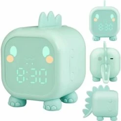 Réveil Enfant Fille Garcons Dinosaure Lumineux Reveil Enfant Numerique Lampe Réveil Veilleuse Jour Nuit Enfant Réveil De La Maternelle Volume Réglable Avec Snooze Compte à Rebours-Vert -EUROPALAMP Soldes Magasin 88667331 5