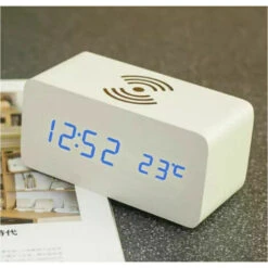 Réveil Numérique, Horloge En Bois Rechargeable Sans Fil，Alarm Réveil LED Avec TempératureSnooze Pour Enfant,Maison,Couleur Du Bois De Bambou -EUROPALAMP Soldes Magasin 88679772 5