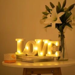 Veilleuse Lovely LED Lampe De Chevet Blanc Chaud Lumière De Nuit Pour Ambiance Soirée Cadeau Anniversaire Cadeaux De Noël (LOVE) -EUROPALAMP Soldes Magasin 88773370 3