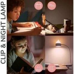 LAMPE A PINCE Flexible Avec Veilleuse CATLIGHT Original/Avec Batterie Rechargeable Par USB/Liseuse LED & Lampe De Lecture Pour Bureau, Lit, Chevet - Légère, Pratique - Parfait Pour Enfant -rose，T-Auda -EUROPALAMP Soldes Magasin 88834608 5