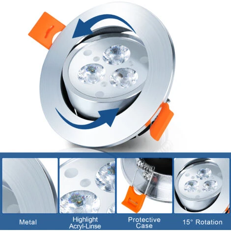 EINFEBEN 20x Spots LED Encastrables Orientables, Spots LED à Encastrer,Spot Encastrable 3W, Spots Encastrés,Plafonnier Spot Spot Encastrable- Blanc Froid 3 EINFEBEN 20x Spots LED Encastrables Orientables, Spots LED à Encastrer,Spot Encastrable 3W, Spots Encastrés,Plafonnier Spot Spot Encastrable- Blanc Froid – Image 3