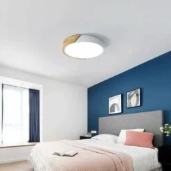 LED Plafonnier Bois Rond 24W, Intérieur Luminaires Plafonnier 6000K (Blanc Froid), Moderne Lampe De Plafond Ø305CM Pour Salle De Bain, Chambre, Cuisine, Salon, Salle à Manger, Bureau (Blanc) -EUROPALAMP Soldes Magasin 89966669 3