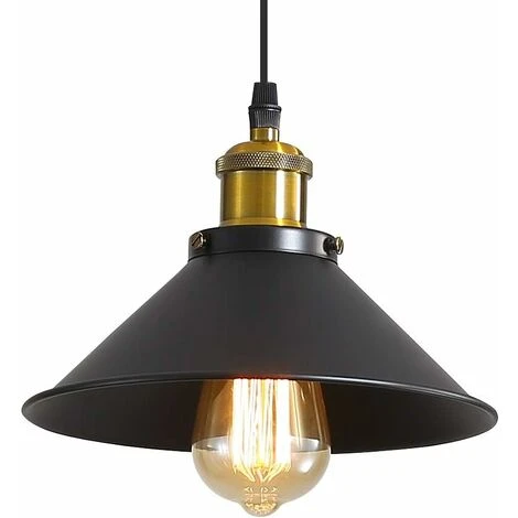 Suspension Luminaire Industrielle Lustre Plafonnier Noir, Φ22 Cm Pour Ampoules E27 Lustre Plafonnier Vintage Culot Abat-jour En Métal Pour Salle à Manger Salon Cuisine Chambre Restaurant Café Et Bar 1 Suspension Luminaire Industrielle Lustre Plafonnier Noir, Φ22 Cm Pour Ampoules E27 Lustre Plafonnier Vintage Culot Abat-jour En Métal Pour Salle à Manger Salon Cuisine Chambre Restaurant Café Et Bar