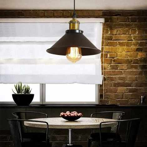 Suspension Luminaire Industrielle Lustre Plafonnier Noir, Φ22 Cm Pour Ampoules E27 Lustre Plafonnier Vintage Culot Abat-jour En Métal Pour Salle à Manger Salon Cuisine Chambre Restaurant Café Et Bar 2 Suspension Luminaire Industrielle Lustre Plafonnier Noir, Φ22 Cm Pour Ampoules E27 Lustre Plafonnier Vintage Culot Abat-jour En Métal Pour Salle à Manger Salon Cuisine Chambre Restaurant Café Et Bar – Image 2