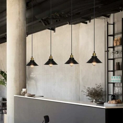 Suspension Luminaire Industrielle Lustre Plafonnier Noir, Φ22 Cm Pour Ampoules E27 Lustre Plafonnier Vintage Culot Abat-jour En Métal Pour Salle à Manger Salon Cuisine Chambre Restaurant Café Et Bar 5 Suspension Luminaire Industrielle Lustre Plafonnier Noir, Φ22 Cm Pour Ampoules E27 Lustre Plafonnier Vintage Culot Abat-jour En Métal Pour Salle à Manger Salon Cuisine Chambre Restaurant Café Et Bar – Image 5