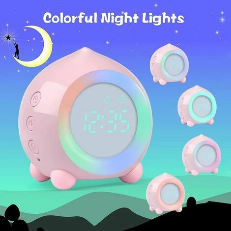 Rose-Réveil Enfant Lumineux Led Lampe Numérique Réveil Veilleuse Fille Garçons Jour Nuit Enfant Volume Réglable Snooze Réveil E 2 Rose-Réveil Enfant Lumineux Led Lampe Numérique Réveil Veilleuse Fille Garçons Jour Nuit Enfant Volume Réglable Snooze Réveil E – Image 2