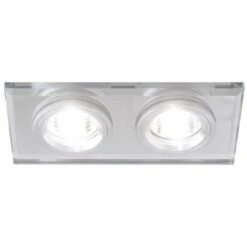 Support Double Encastrable Verre Et Chrome Pour Ampoule LED GU10