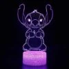3D Lampe À Led Glow Night Lights Stitch Modèle Led Lampe Kiddécoration De Chambre Lumières Avec Télécommande Parfait Cadeaux De Noël@Crack Base 7 CouleursBase Blanche 7Colorsrc