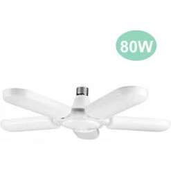 AC 85-265V Pliable LED Lumière Déformable Garage Lumière LED Plafonniers Ventilateur Lame Ampoule Avec 5 Lames Réglables E26/E27 Lumière Blanche Froide Pour Atelier Éclairage Intérieur Maison