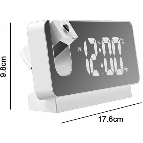 Réveil à Projection Pour Chambre à Coucher, Gradateur De Radio-réveil Numérique Et Ports De Charge USB, Projecteur Rotatif à 180°, Double Alarme, Répétition, Affichage LED Clair Horloge Numérique Pour 3 Réveil à Projection Pour Chambre à Coucher, Gradateur De Radio-réveil Numérique Et Ports De Charge USB, Projecteur Rotatif à 180°, Double Alarme, Répétition, Affichage LED Clair Horloge Numérique Pour – Image 3