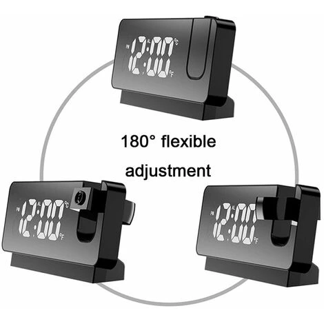 Réveil à Projection Pour Chambre à Coucher, Gradateur De Radio-réveil Numérique Et Ports De Charge USB, Projecteur Rotatif à 180°, Double Alarme, Répétition, Affichage LED Clair Horloge Numérique Pour 5 Réveil à Projection Pour Chambre à Coucher, Gradateur De Radio-réveil Numérique Et Ports De Charge USB, Projecteur Rotatif à 180°, Double Alarme, Répétition, Affichage LED Clair Horloge Numérique Pour – Image 5